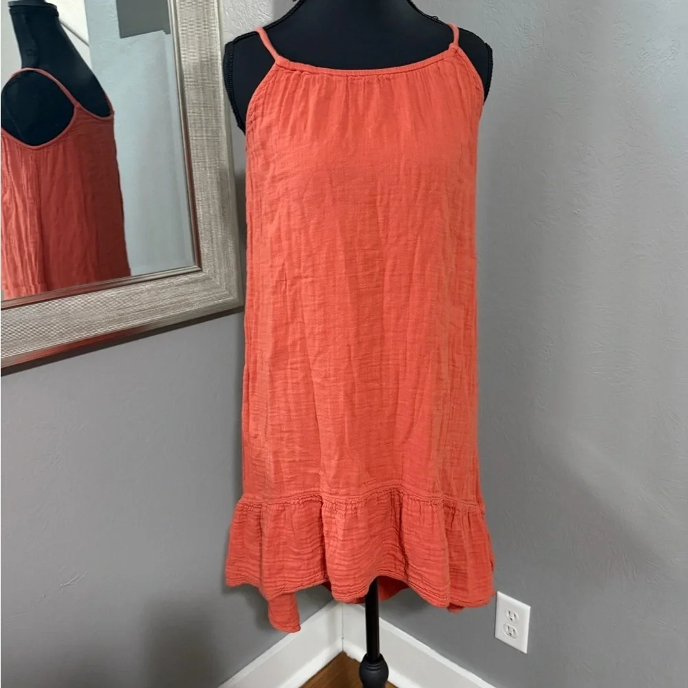 Old Navy Sleeveless Textured Hi-Lo Orange Dress for Girls Size XL 14-16.